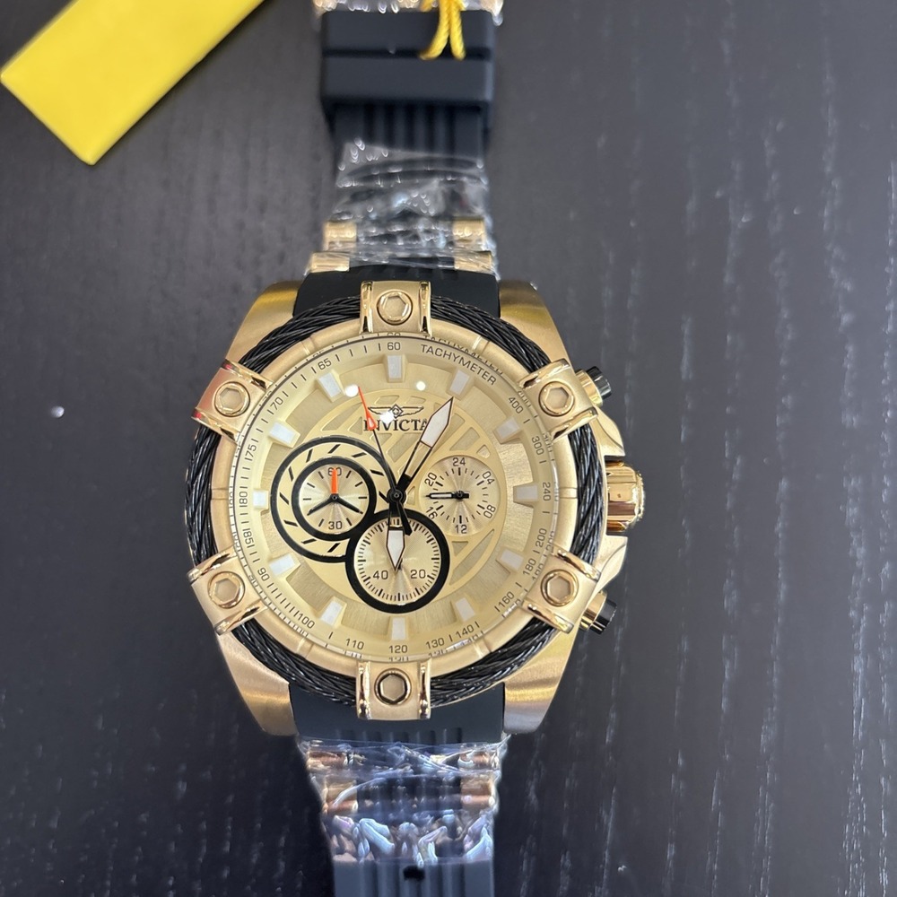 Invicta Bolt Girdex Men's 52mm Black Gold Dial Stainless Steel Case.